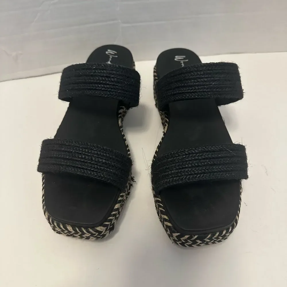 Wonderly Black Wedge‎ Woven Sandals size 8 NEW without box